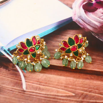 Handmade Bridal Kundan Stud Earrings for Ethnic Wear