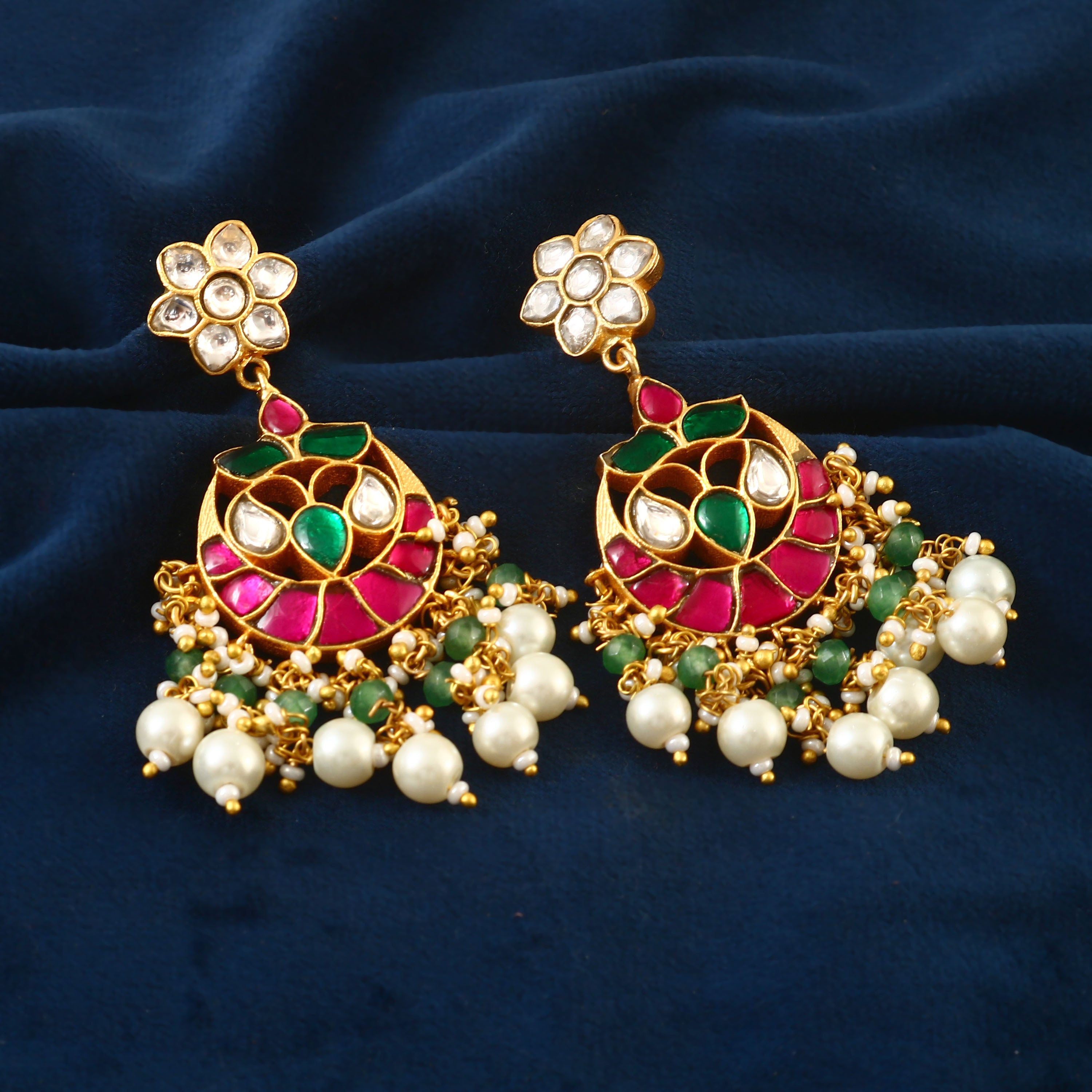 ER-111 - Jadau Kundan Earring with Emerald