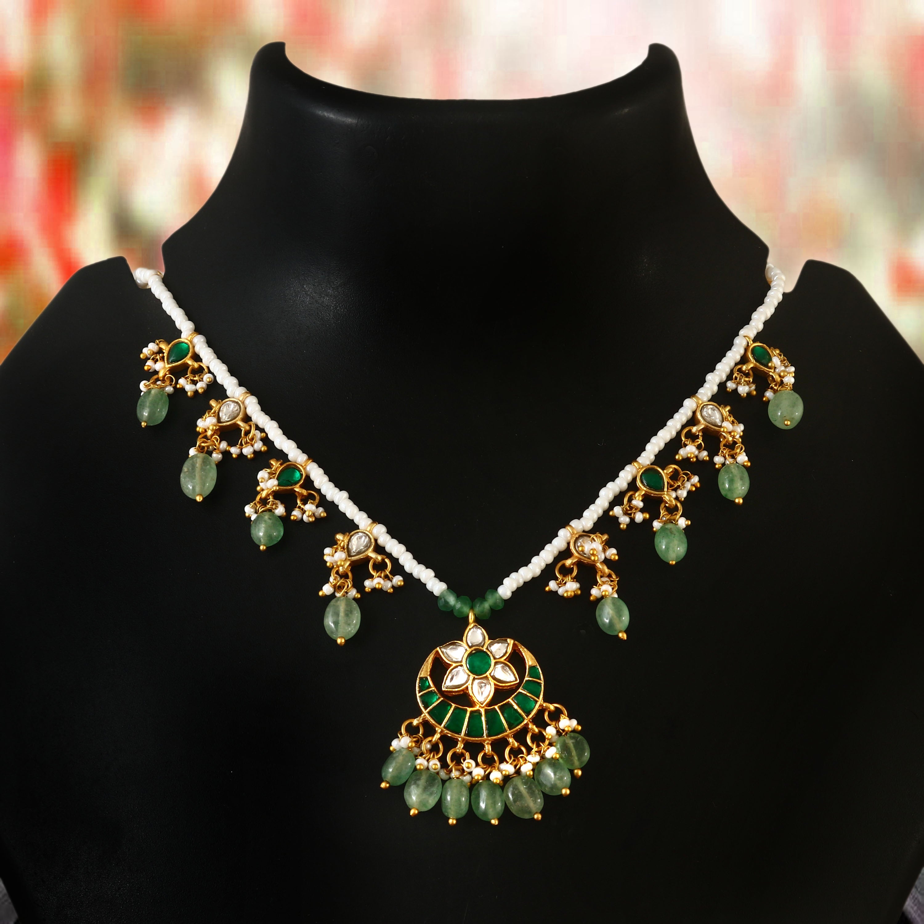 NK-148 - Jadau Kundan Necklace with Emerald