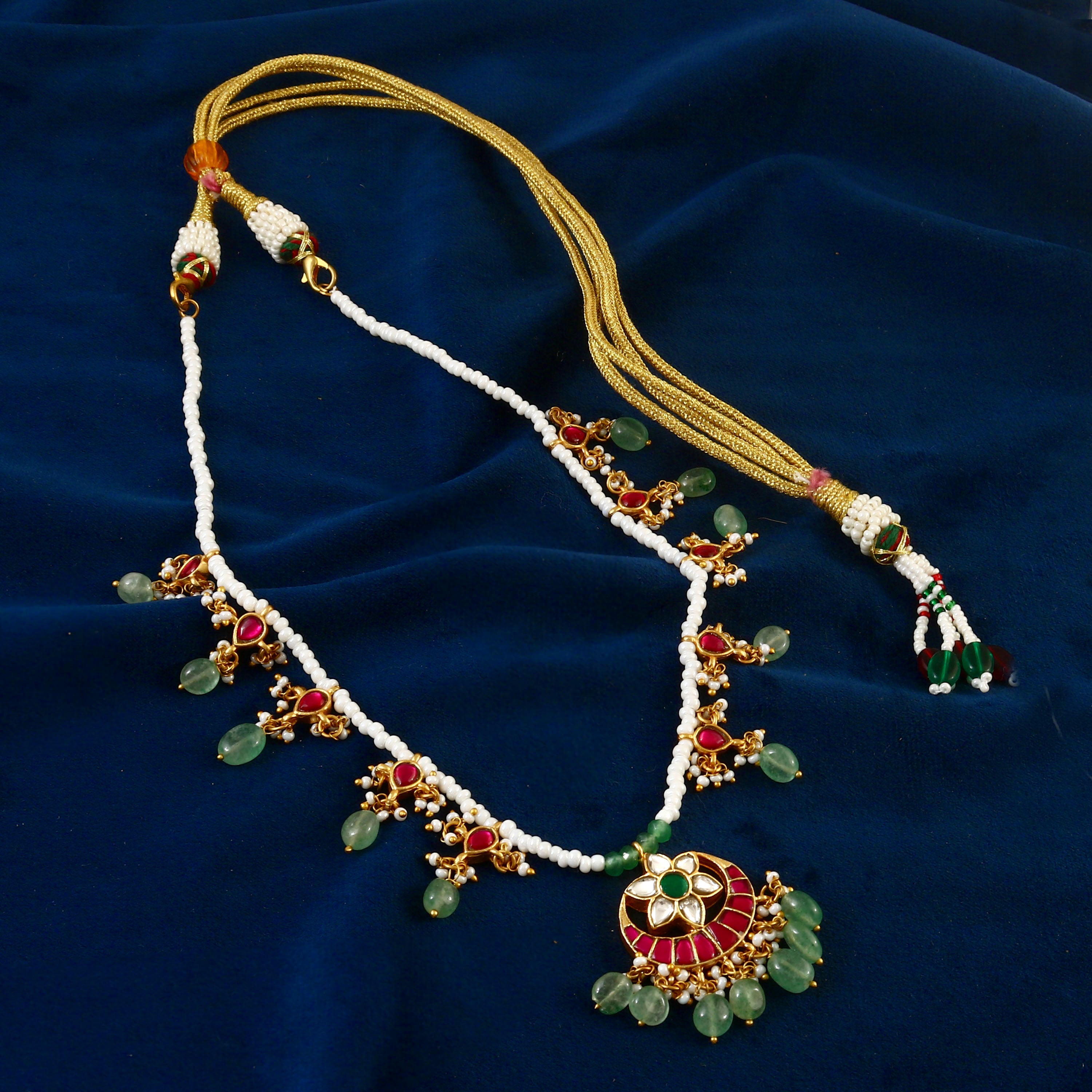 NK-152- Jadau Kundan Necklace with Emerald