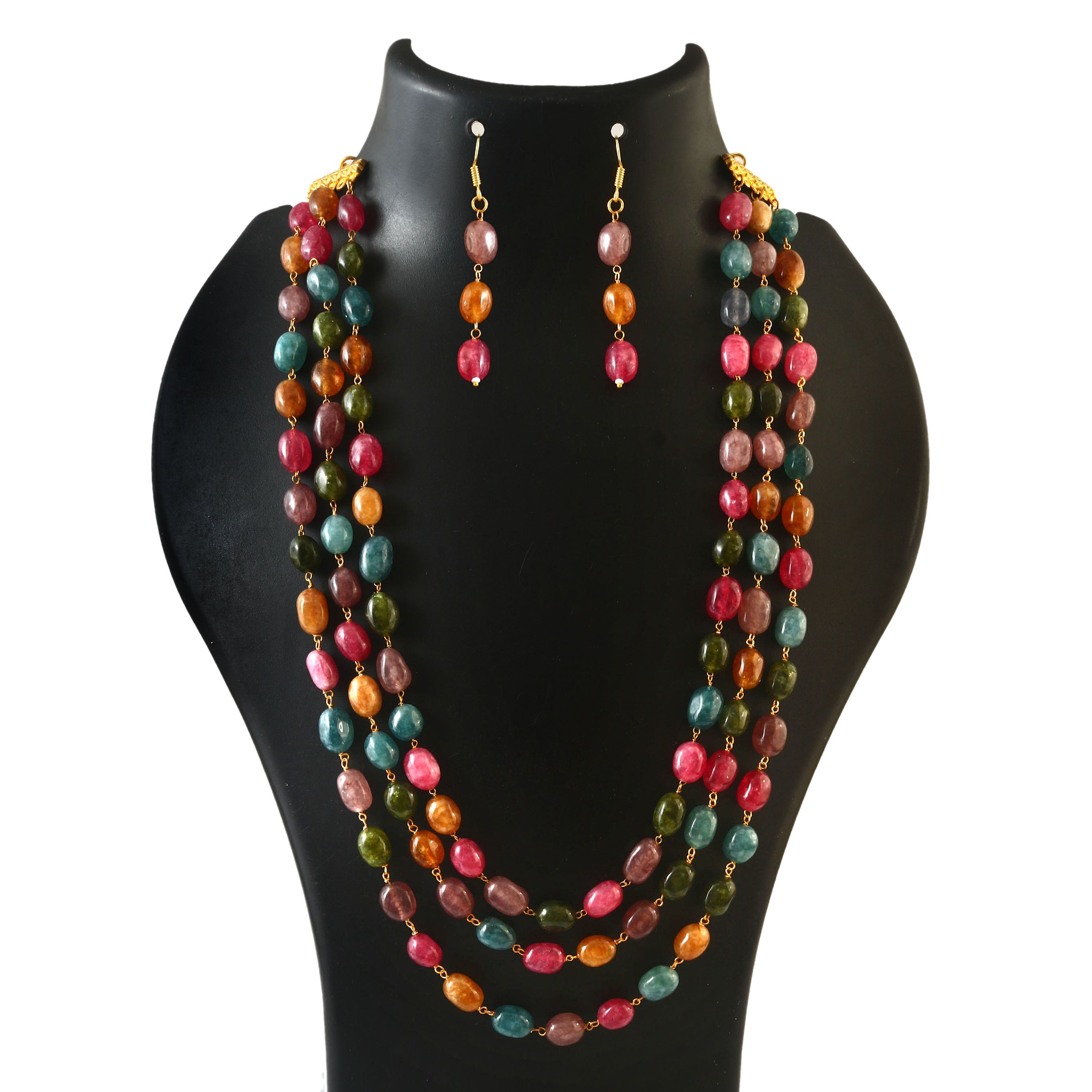 Colorful Gemstone Beaded Necklace Set