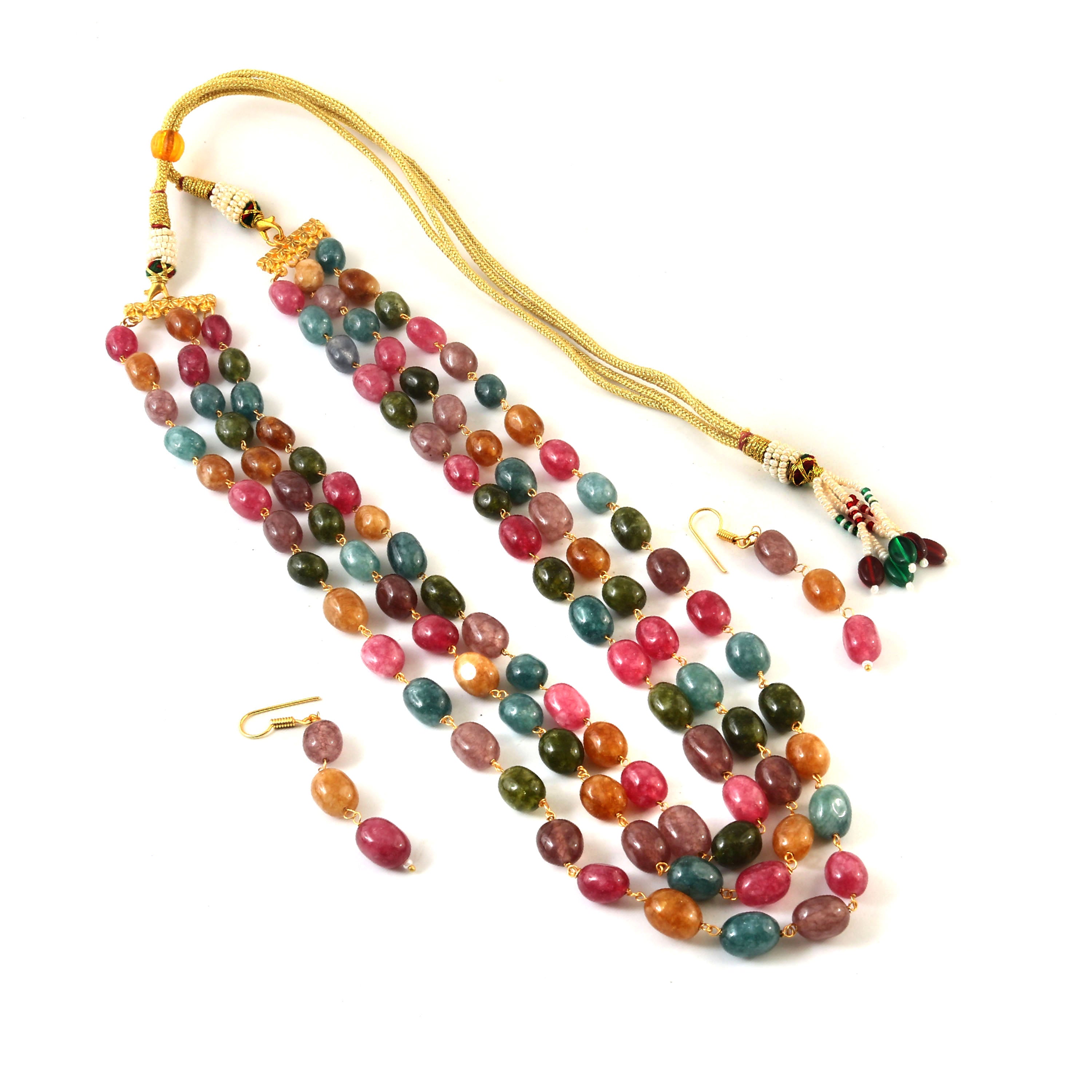 BM-112 - Jadau Kundan Beads Necklace with Emerald