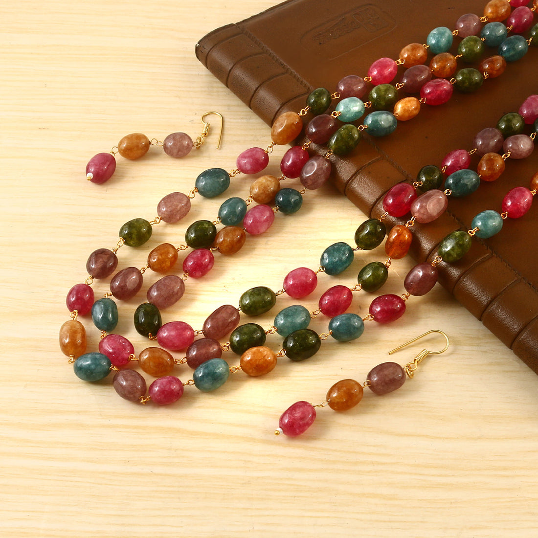 Colorful Gemstone Beaded Necklace Set