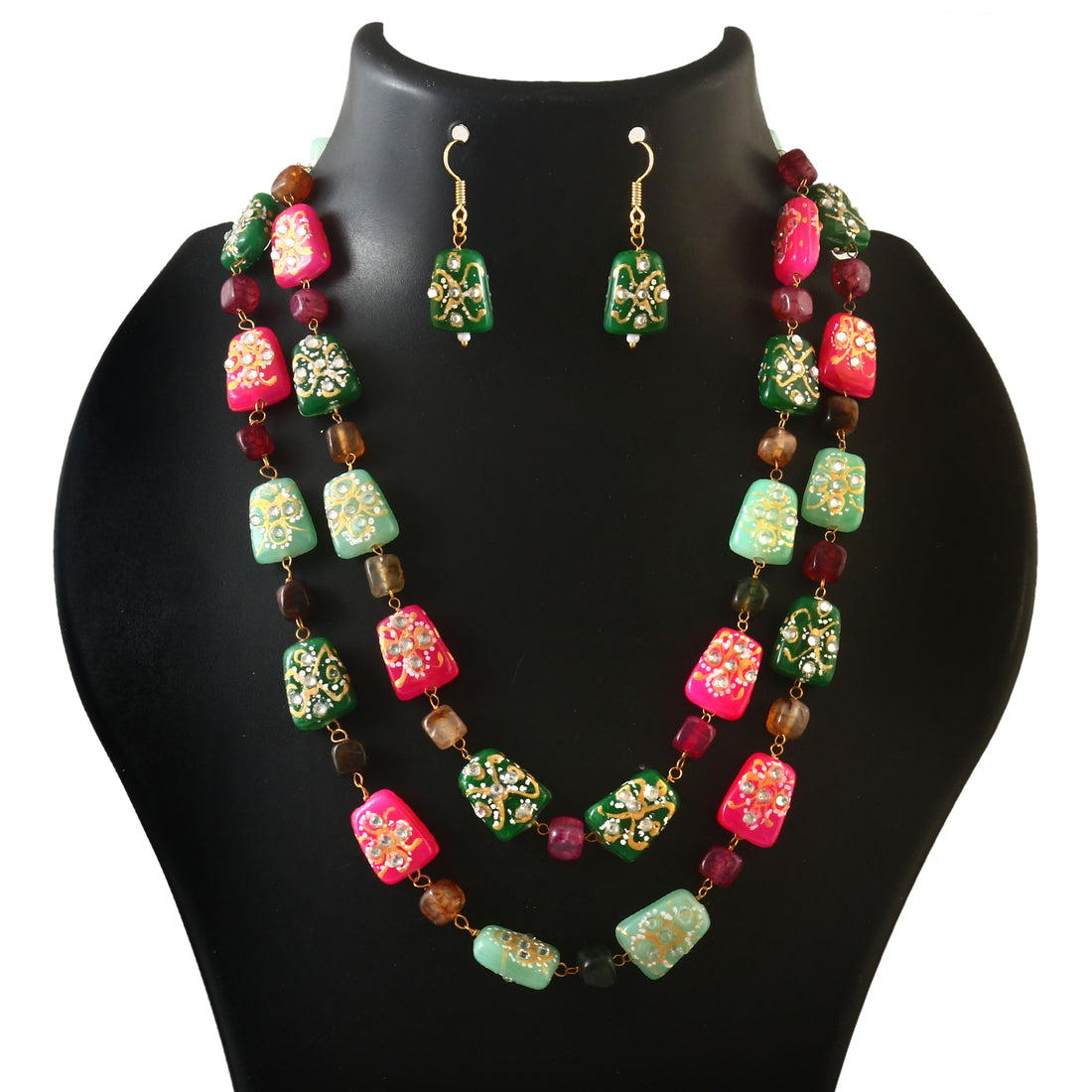 Multicolor Semi-Precious Stone Beaded Necklace Set