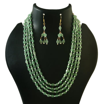BM-118 - Jadau Kundan Beads Necklace with Emerald