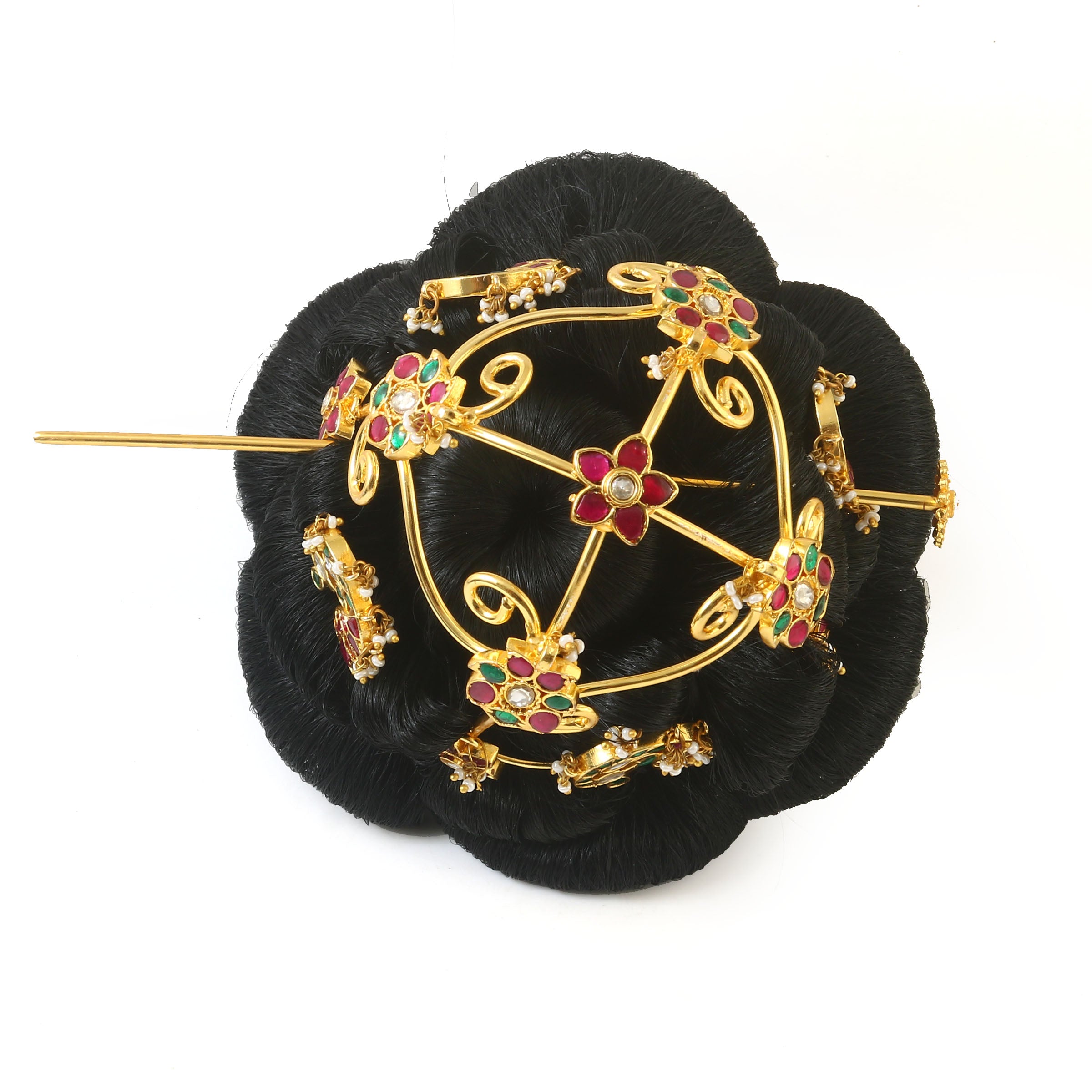 JD-107 - Jadau Kundan Jadebille with Emerald