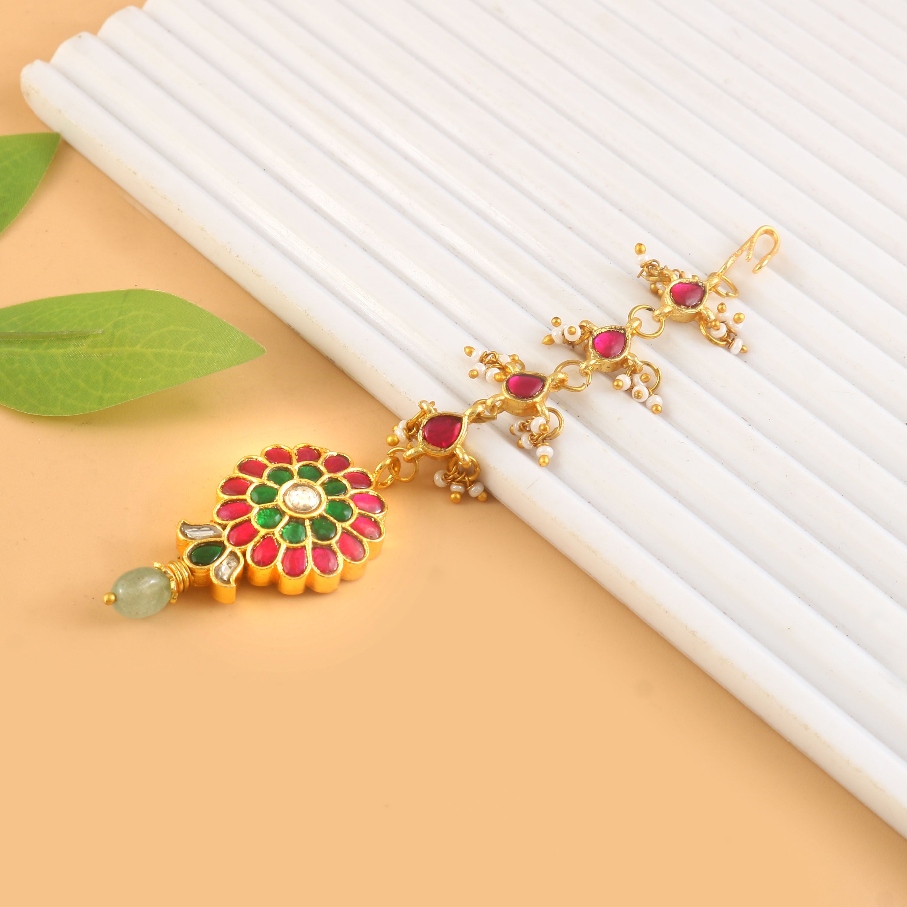 MT-141 - Jadau Kundan Mangtika with Emerald