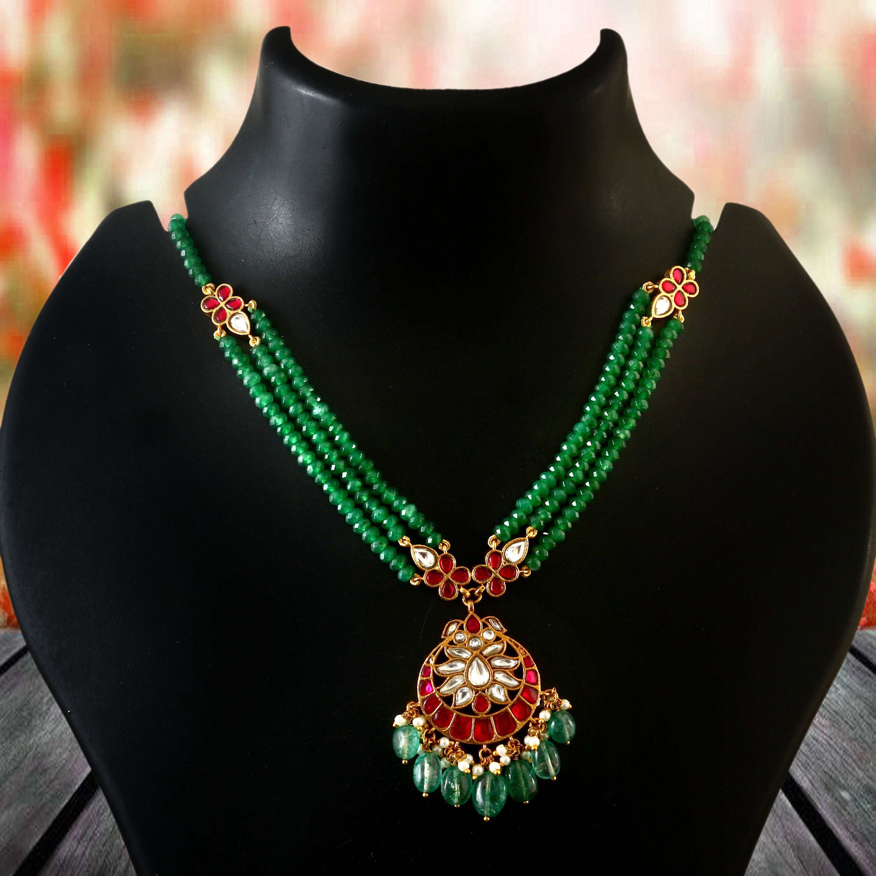 NK-171 - Jadau Kundan Necklace with Emerald