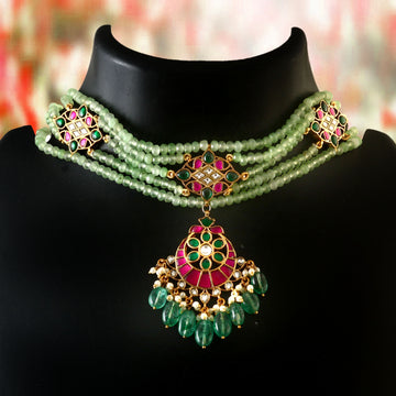 NK-172 - Jadau Kundan Necklace with Emerald