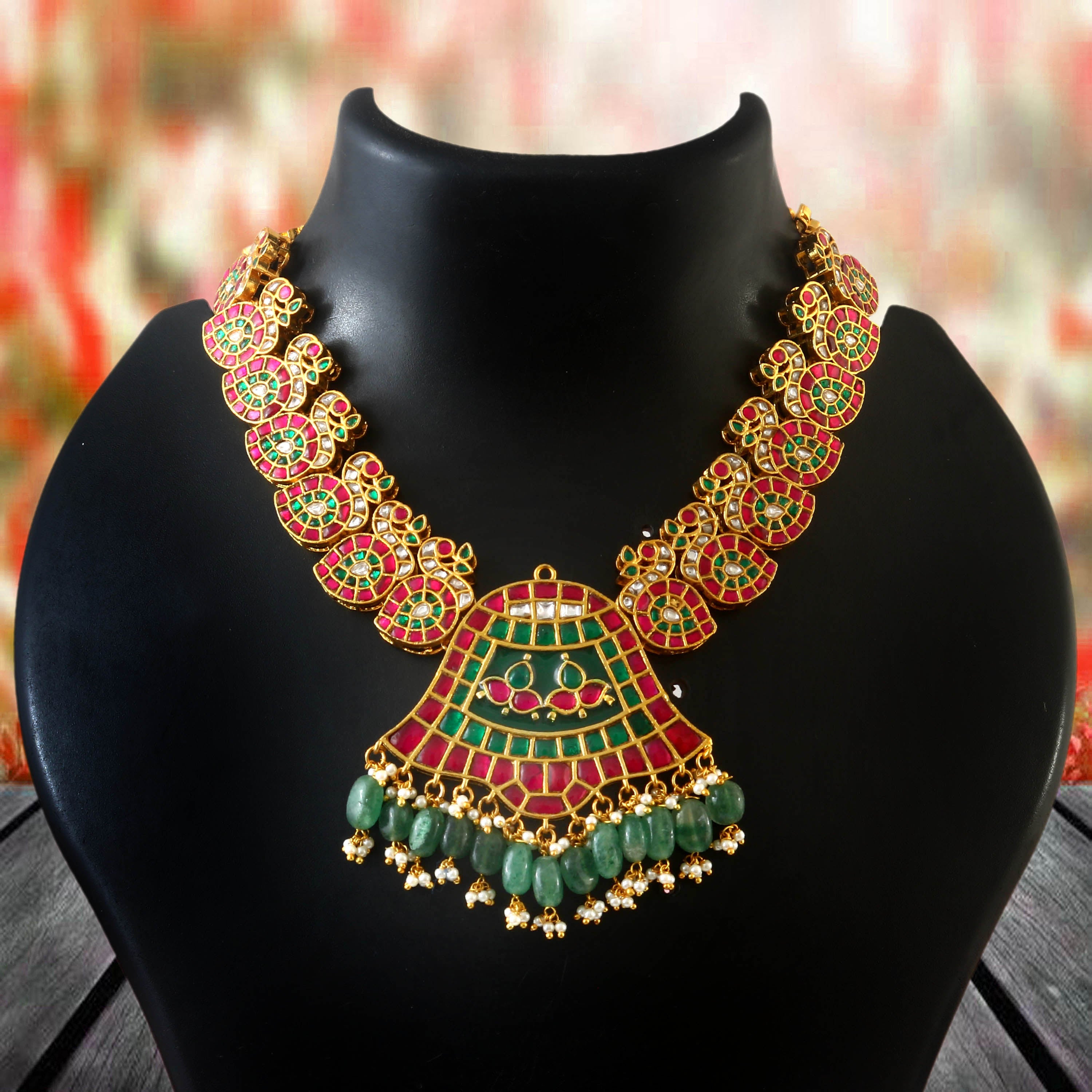 Traditional Jadau Kundan Necklace Set with Earrings