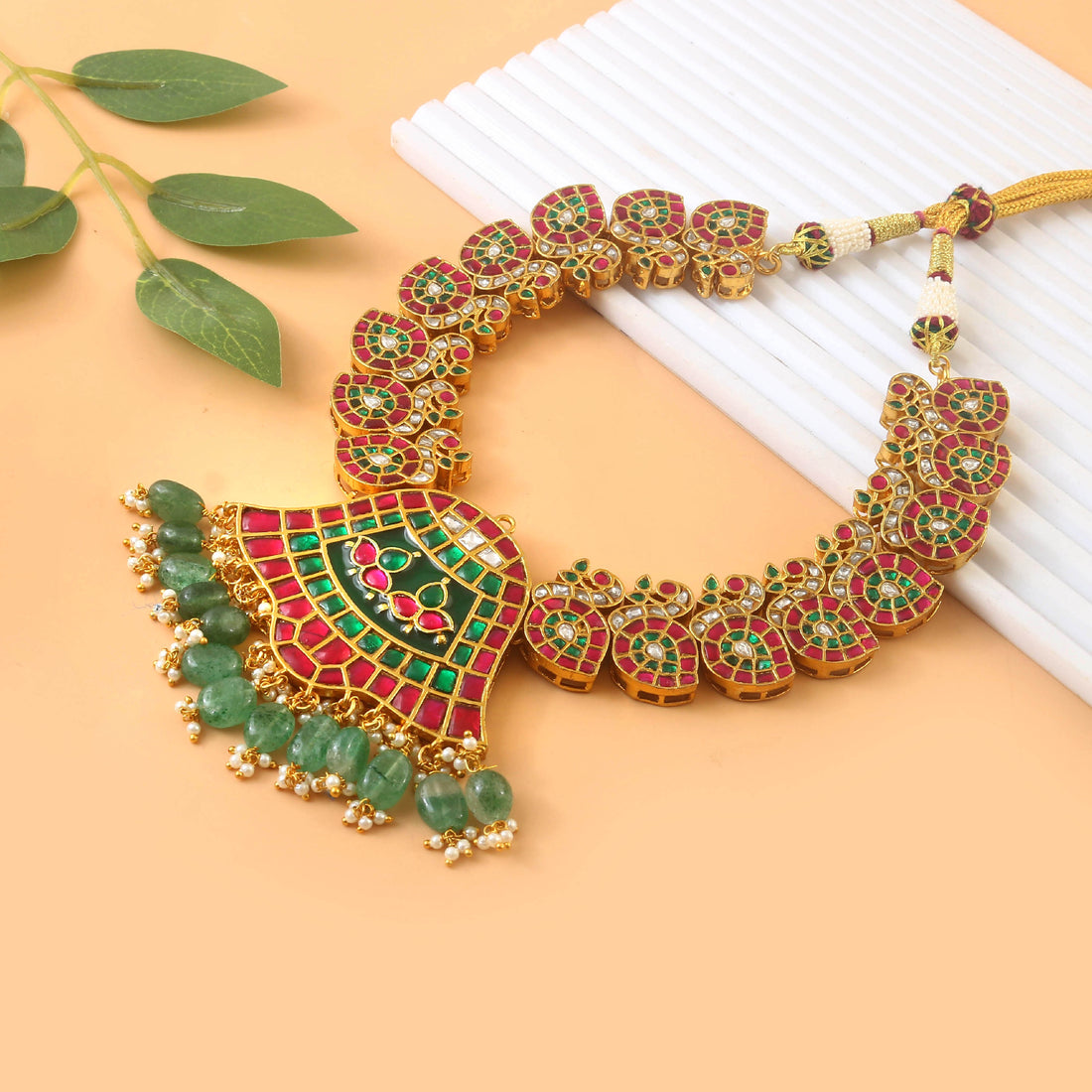 Traditional Jadau Kundan Necklace Set with Earrings