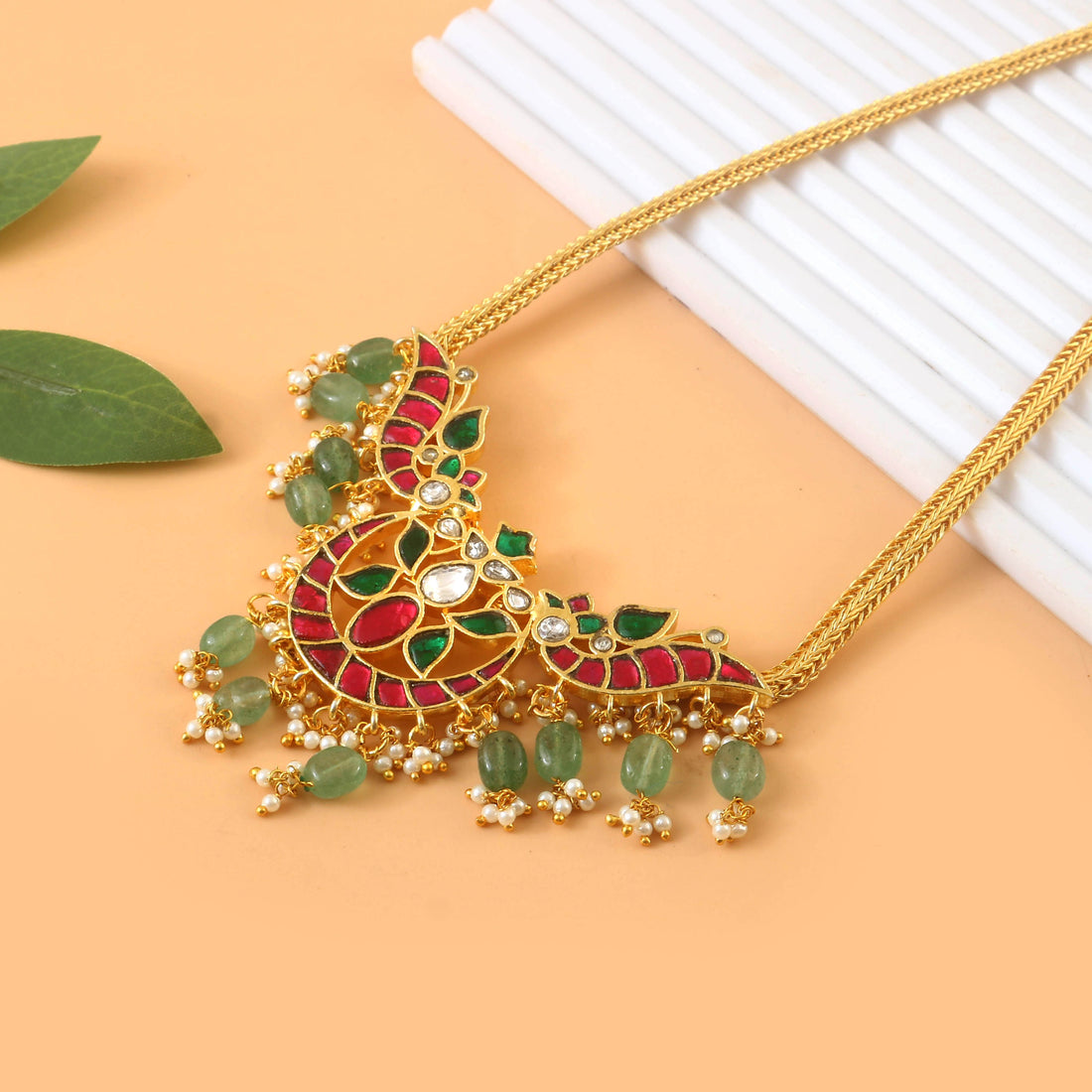 NK-234 - Jadau Kundan Necklace with Emerald
