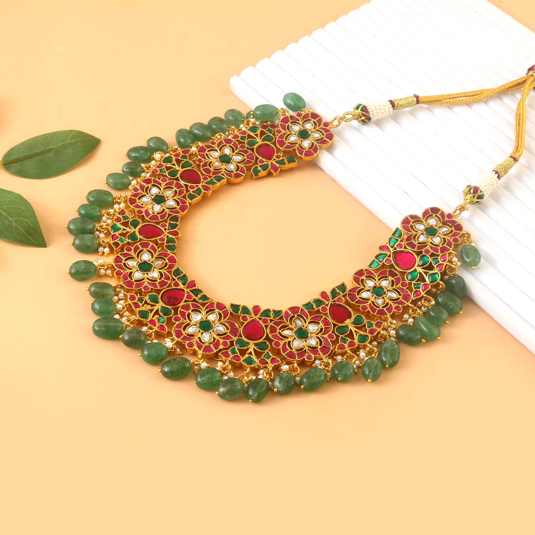 NK-239 - Jadau Kundan Necklace with Emerald