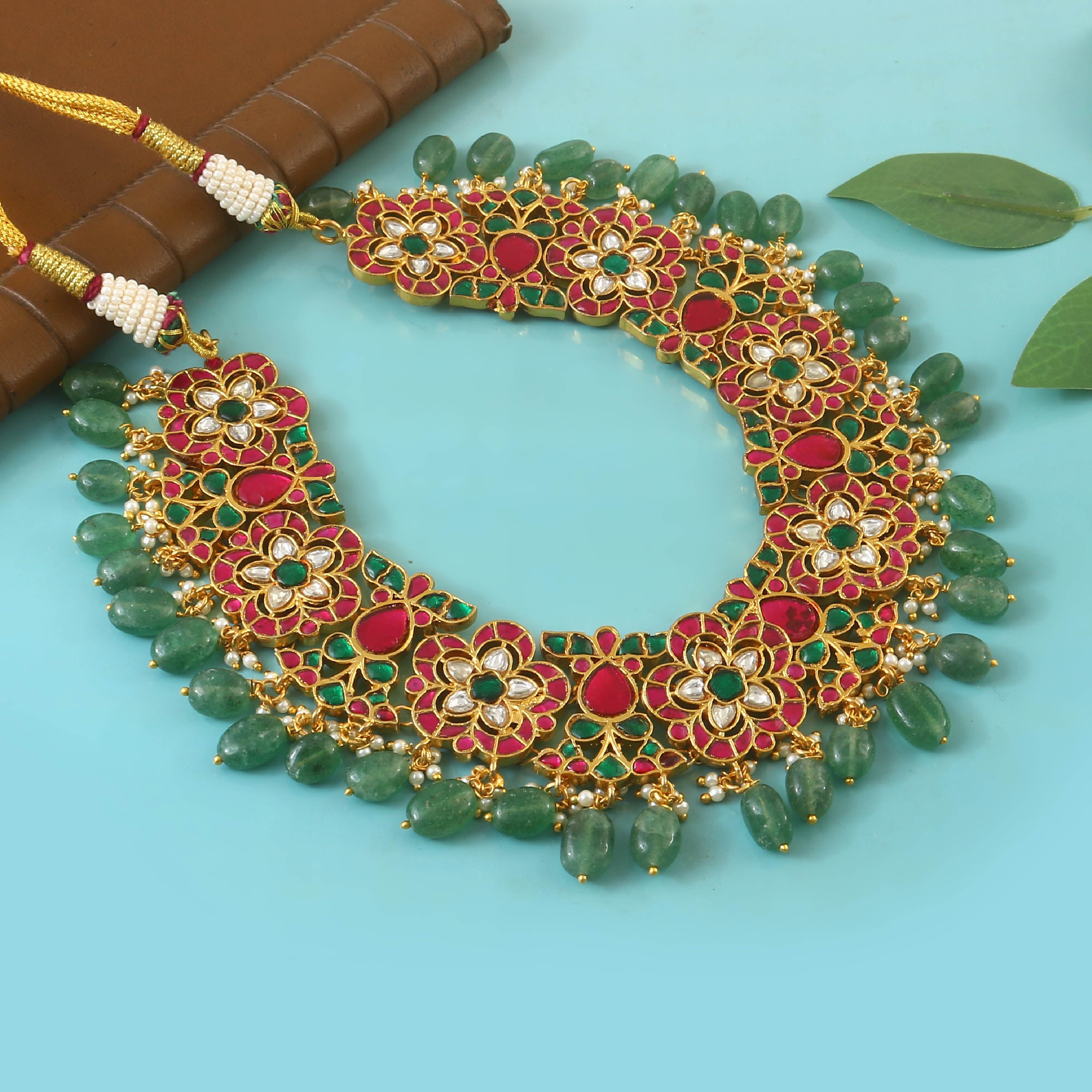 NK-239 - Jadau Kundan Necklace with Emerald