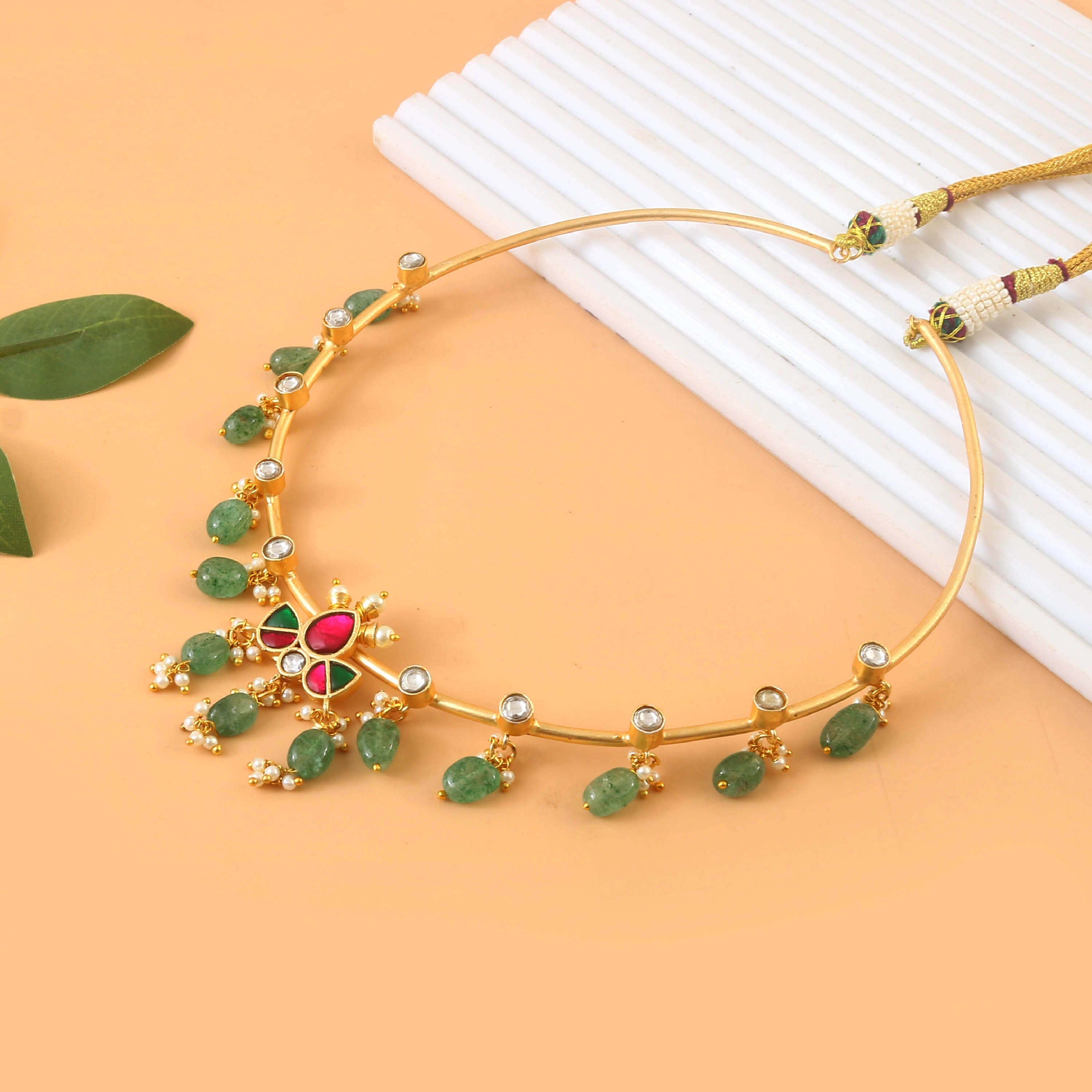 NK-240 - Jadau Kundan Necklace with Emerald