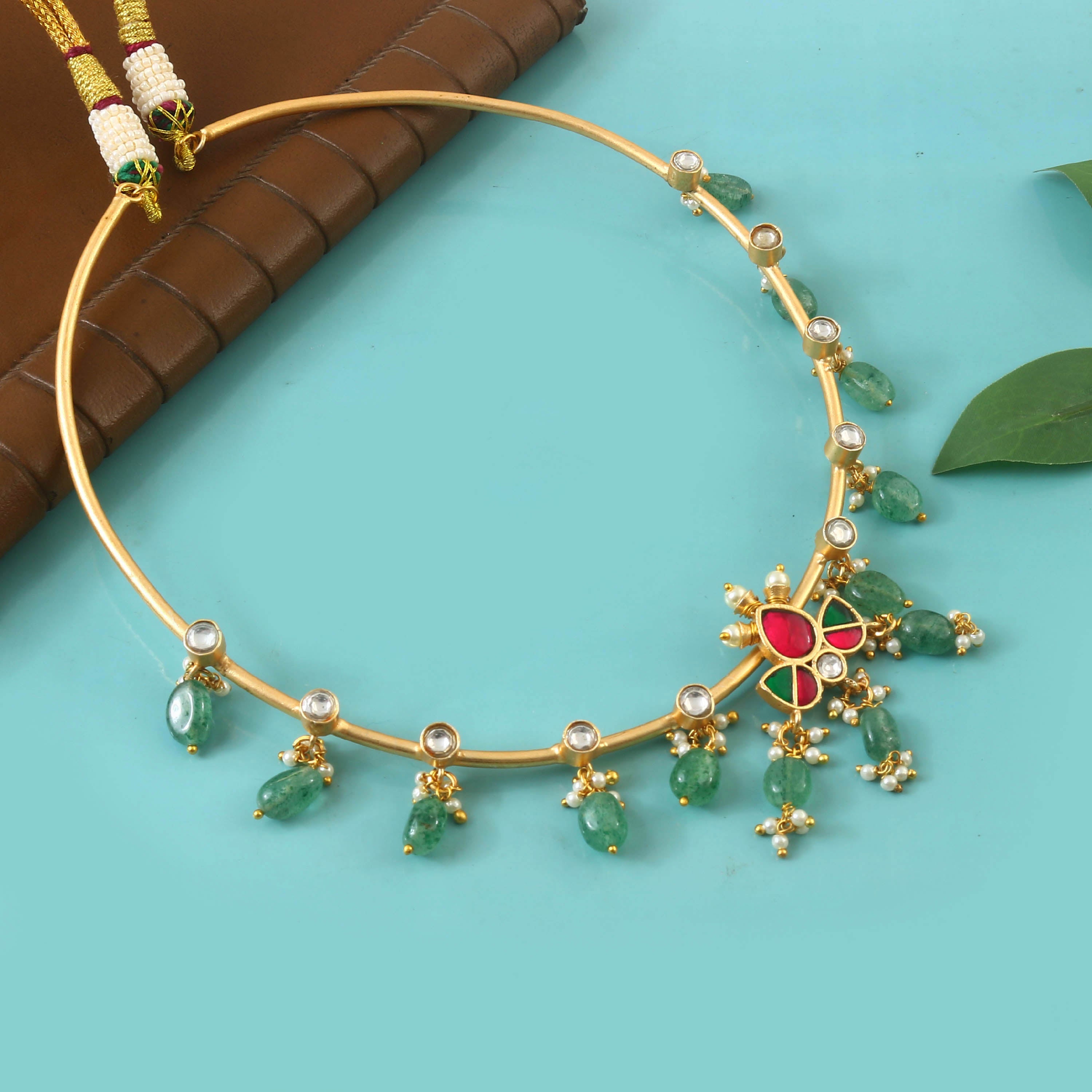 NK-240 - Jadau Kundan Necklace with Emerald