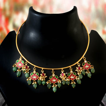 NK-254 - Jadau Kundan Necklace with Emerald
