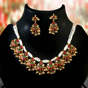 NK-256 - Jadau Kundan Necklace with Emerald
