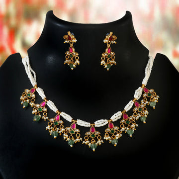 NK-260 - Jadau Kundan Necklace with Emerald