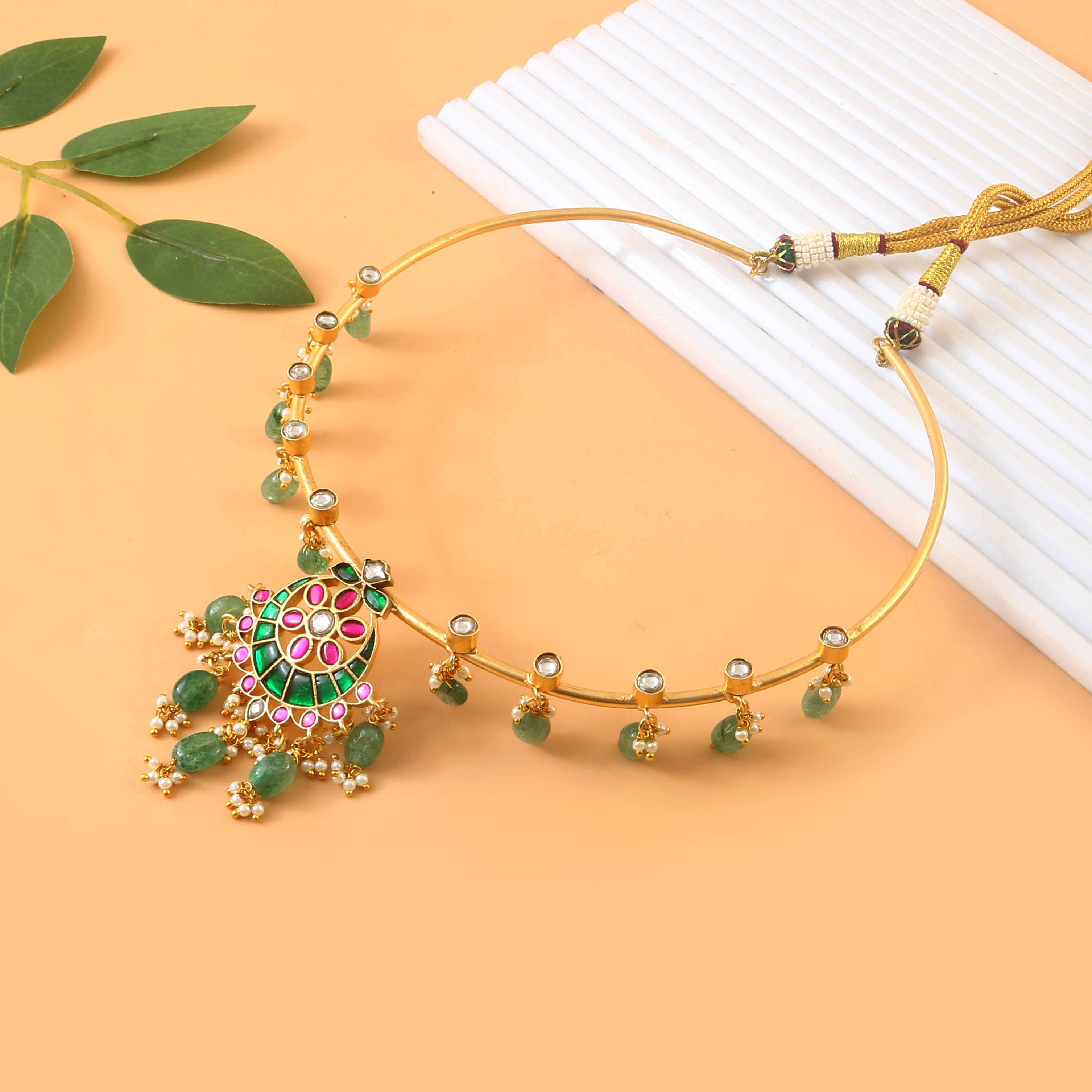 NK-261 - Jadau Kundan Necklace with Emerald