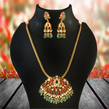 NK-262 - Jadau Kundan Necklace with Emerald