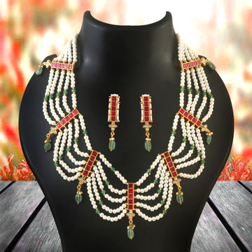 NK-264 - Jadau Kundan Necklace with Emerald