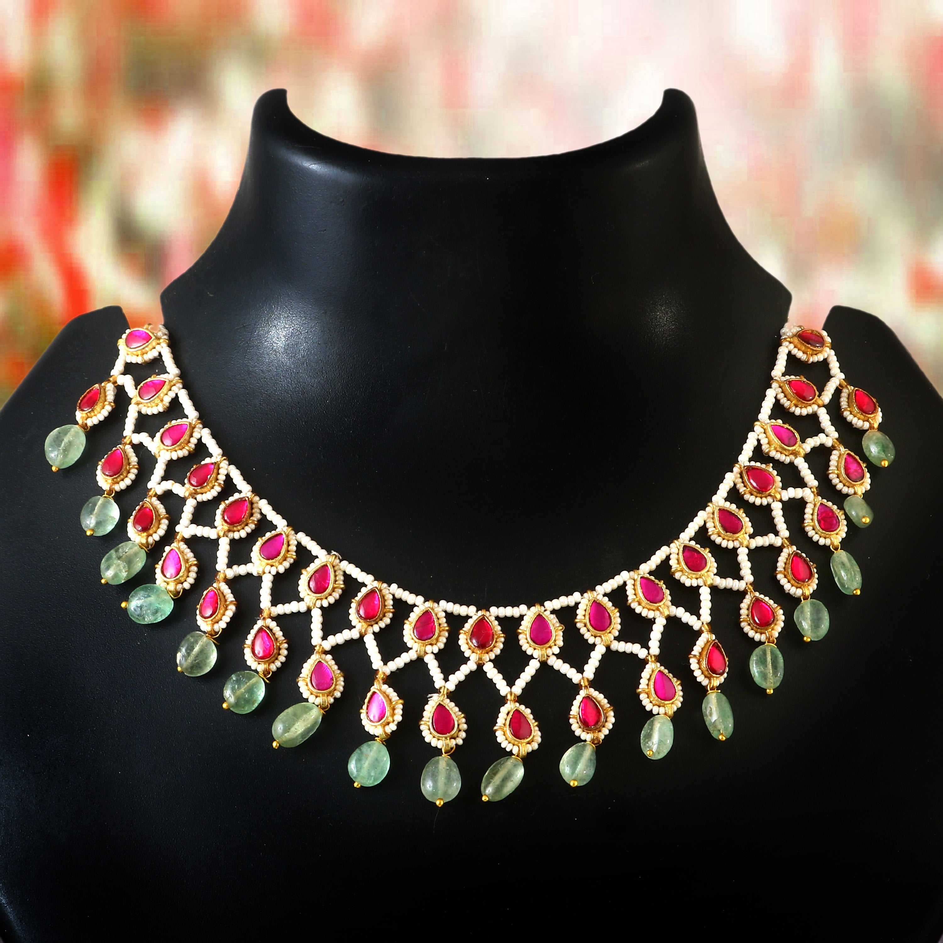 NK-274- Jadau Kundan Necklace with Emerald