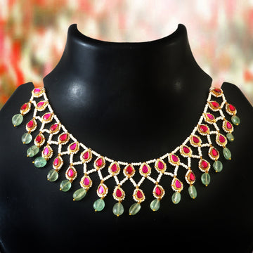 NK-274- Jadau Kundan Necklace with Emerald