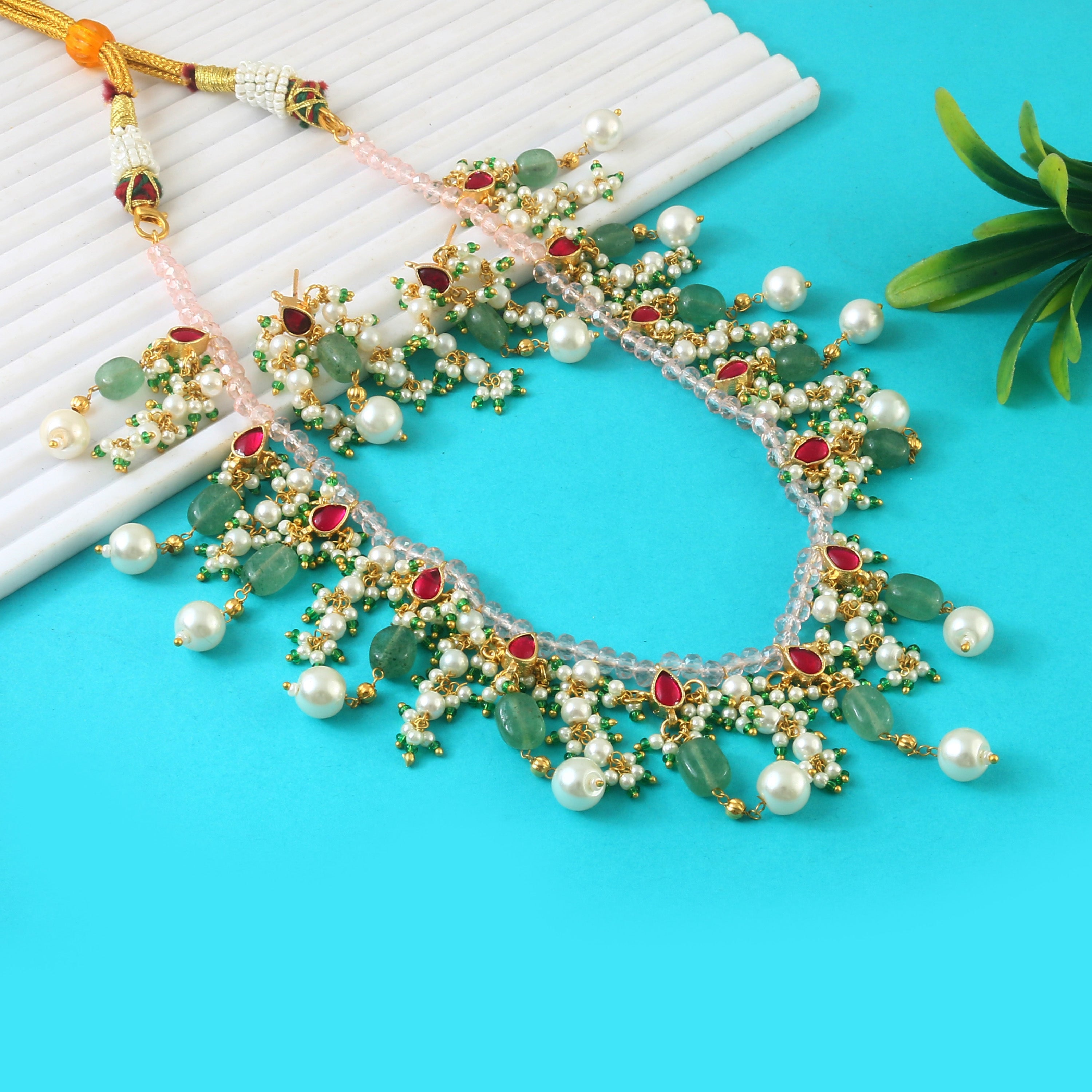 NK-290- Jadau Kundan Necklace with Emerald