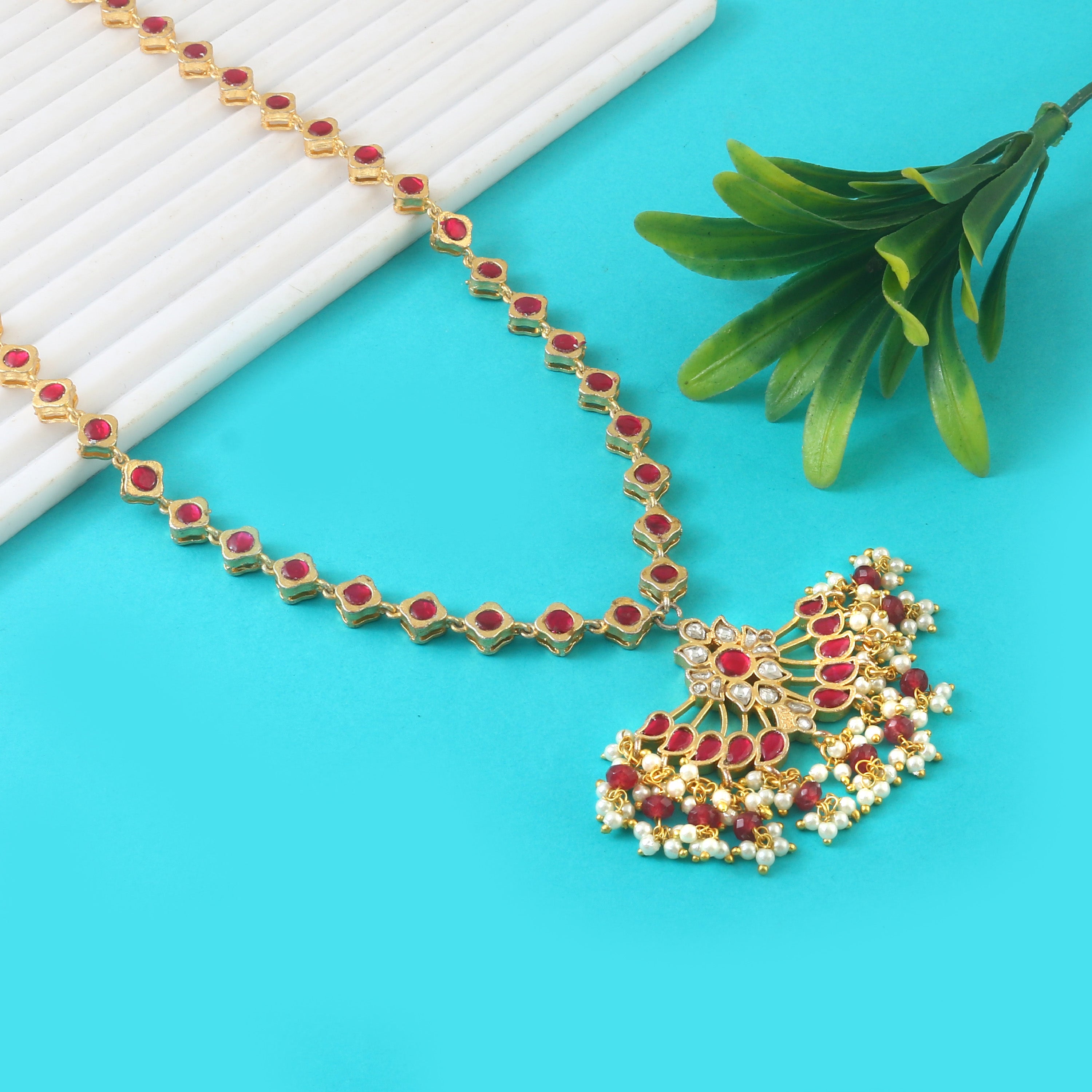 NK-291- Jadau Kundan Necklace with Emerald
