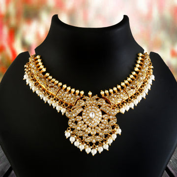 NK-301- Jadau Kundan Necklace with Emerald