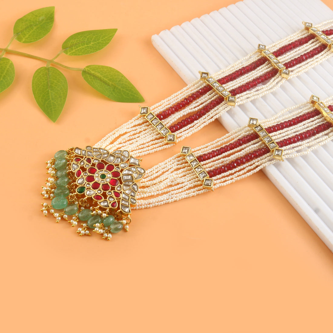 NK-303- Jadau Kundan Necklace with Emerald