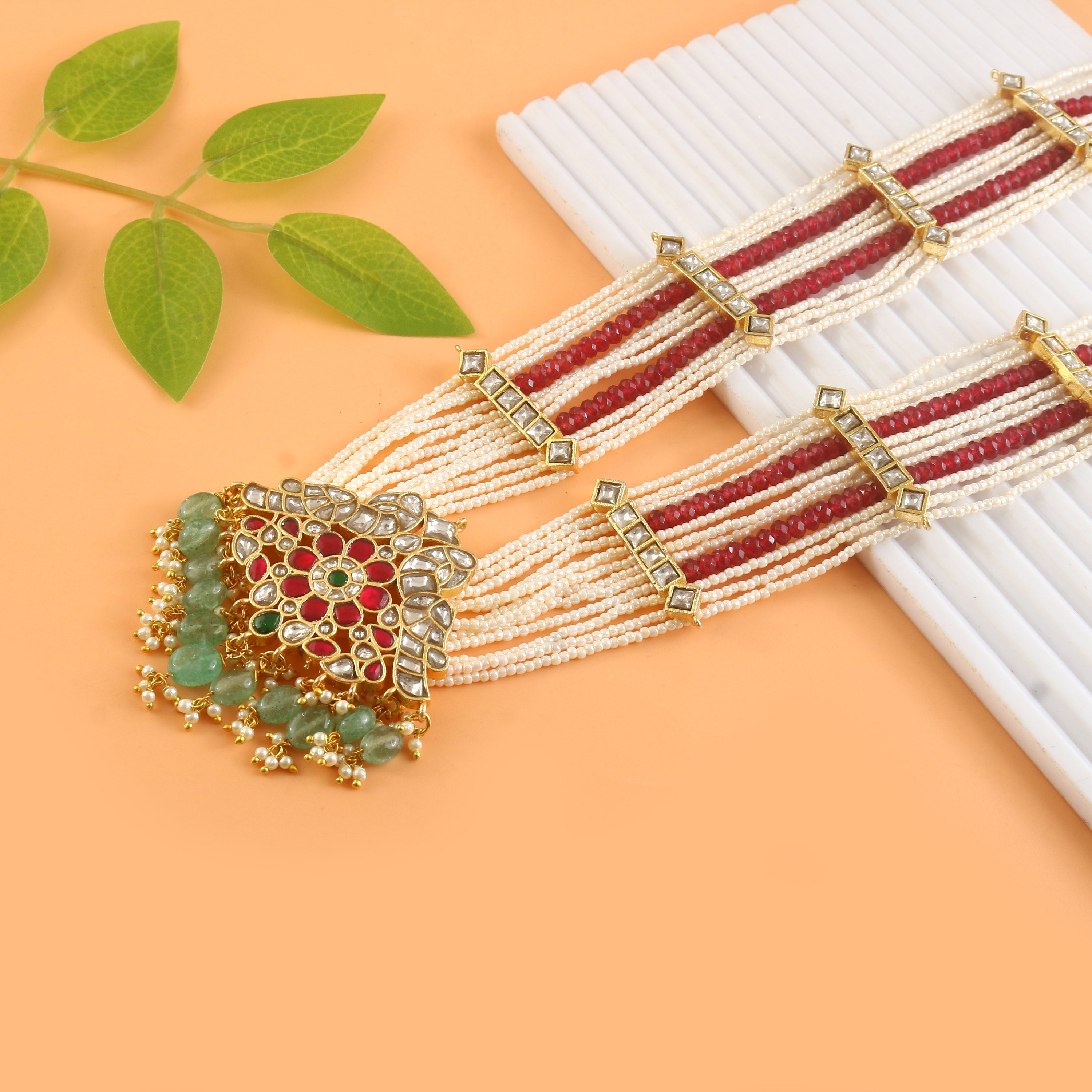 NK-303- Jadau Kundan Necklace with Emerald