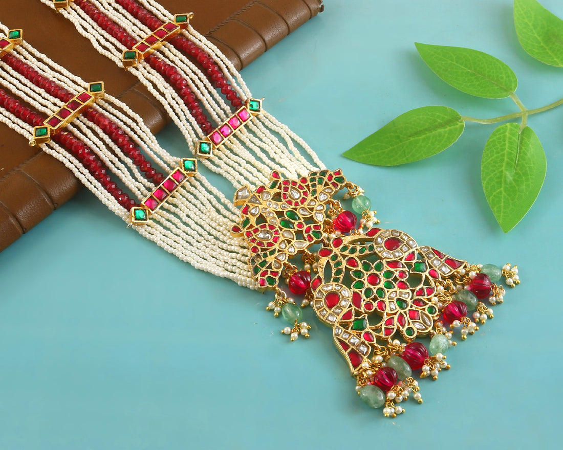 NK-304- Jadau Kundan Necklace with Emerald