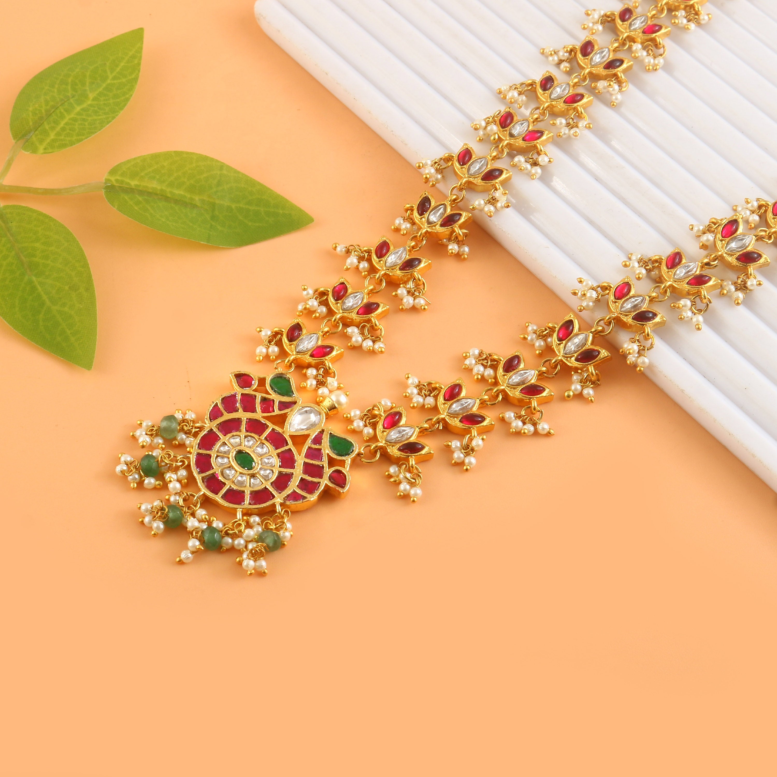 NK-306- Jadau Kundan Necklace with Emerald