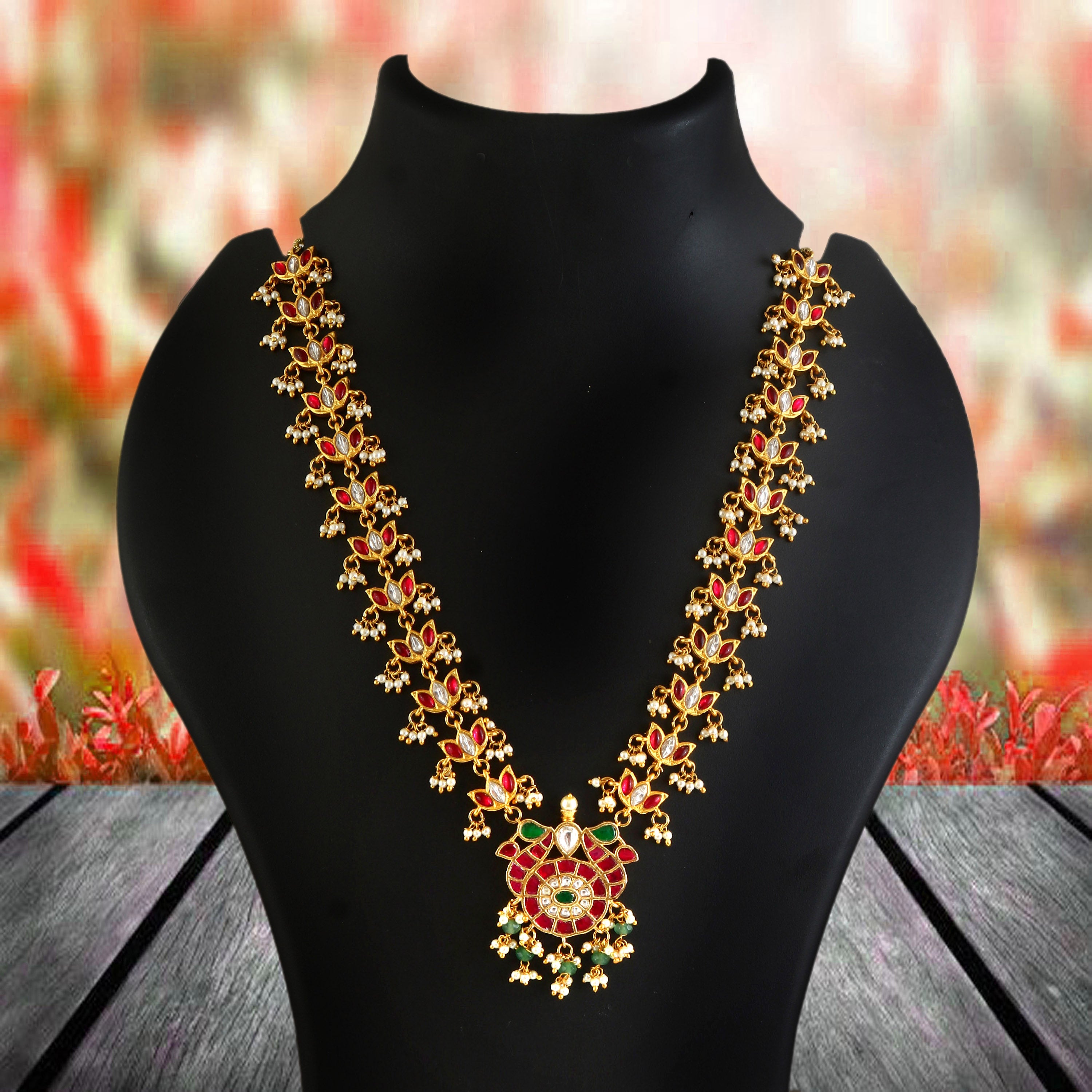 NK-306- Jadau Kundan Necklace with Emerald