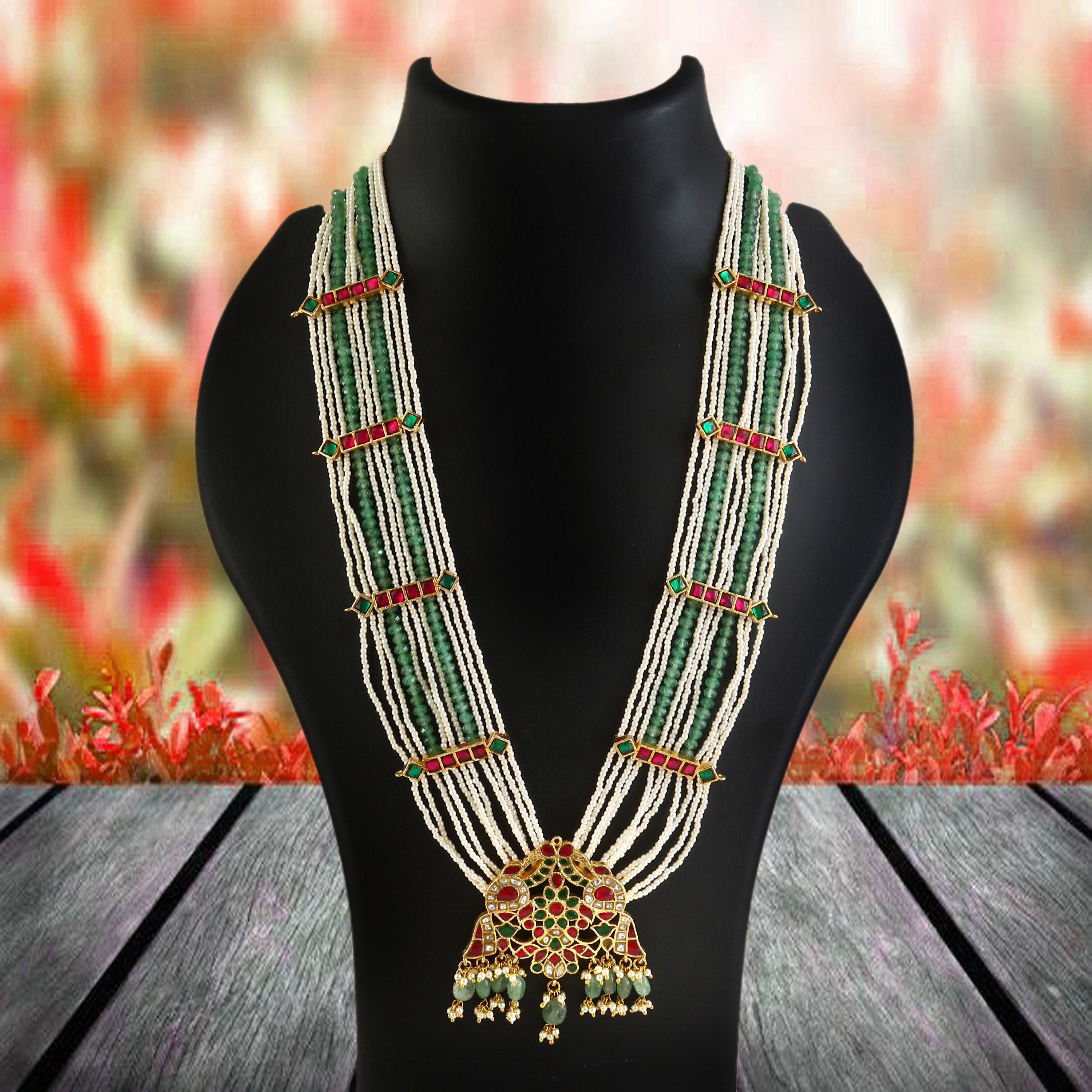 NK-307- Jadau Kundan Necklace with Emerald
