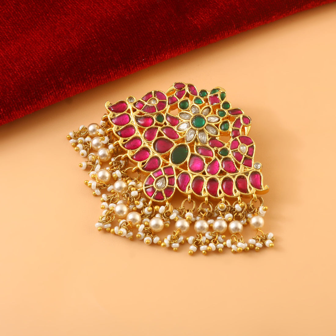Jadau Dual Peacock Kundan Pendant​