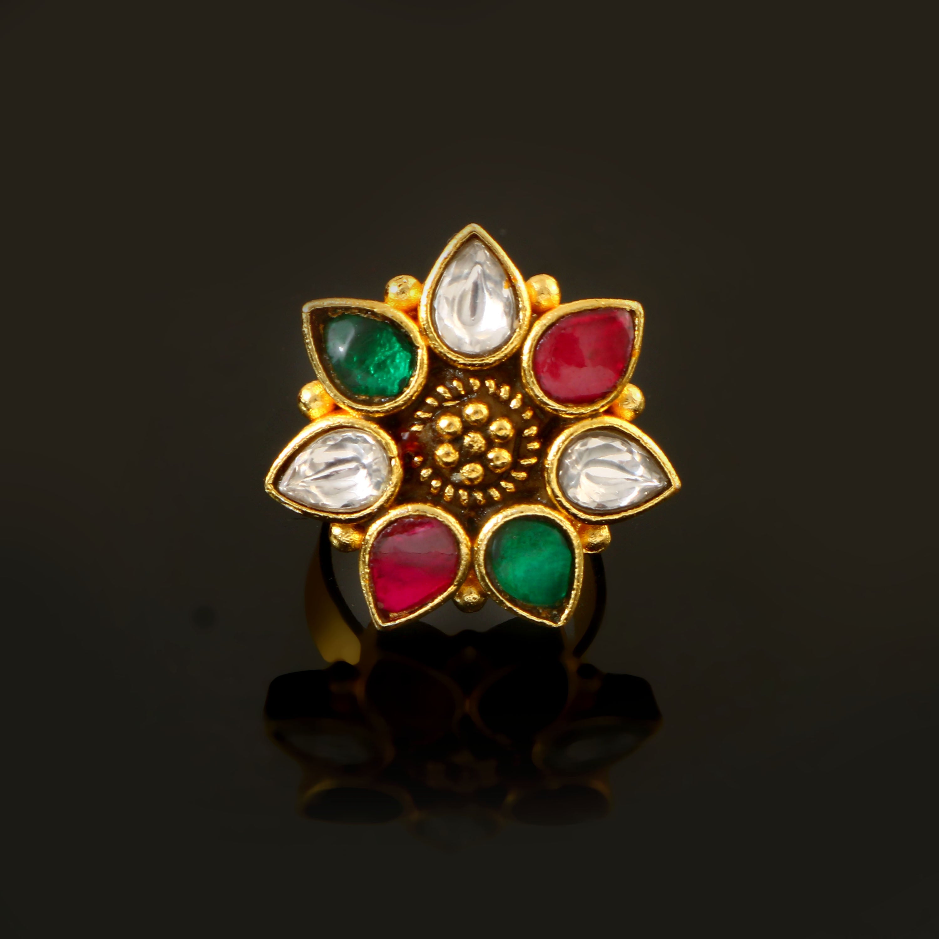 RG-105 - Jadau Kundan Ring with Emerald