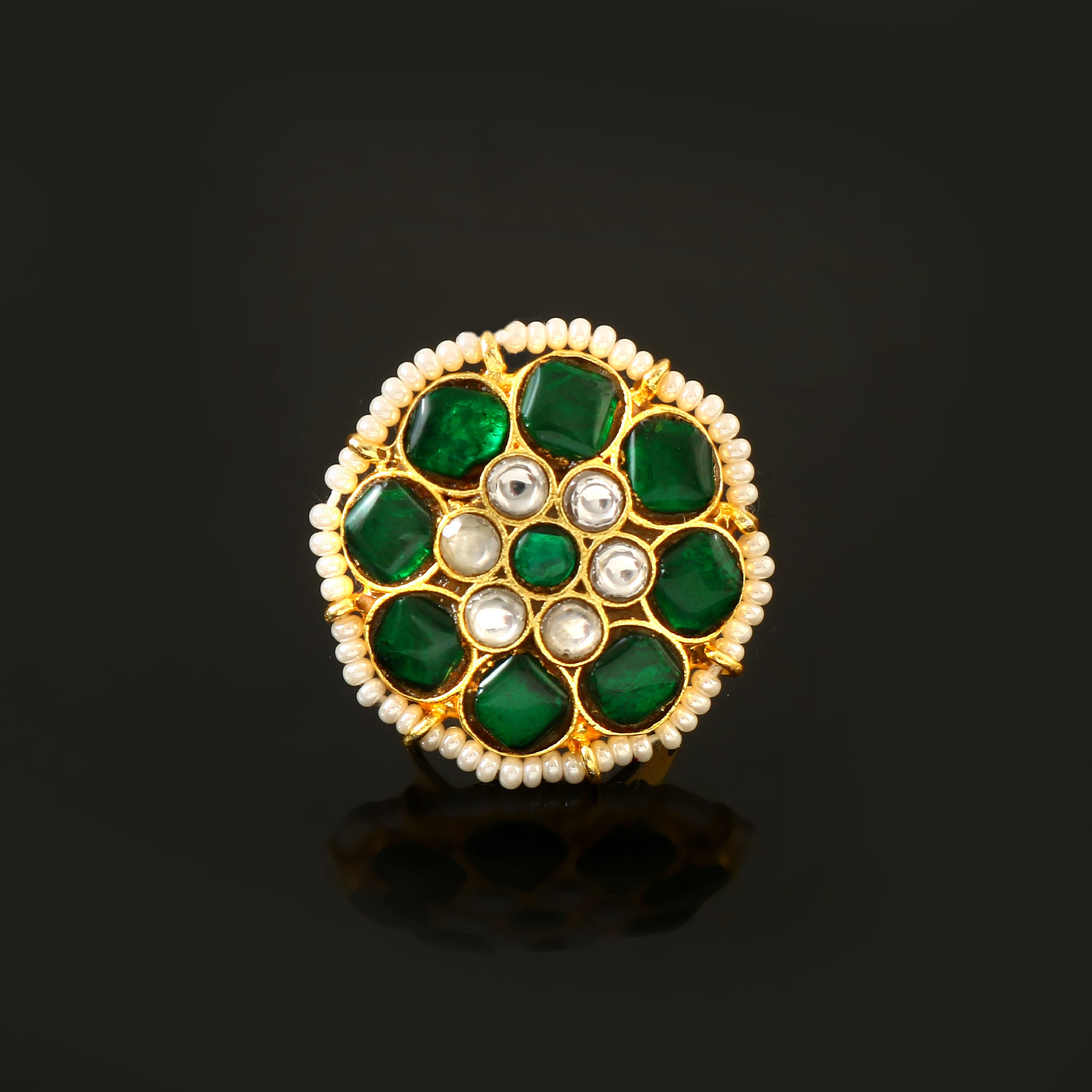 RG-110 - Jadau Kundan Ring with Emerald