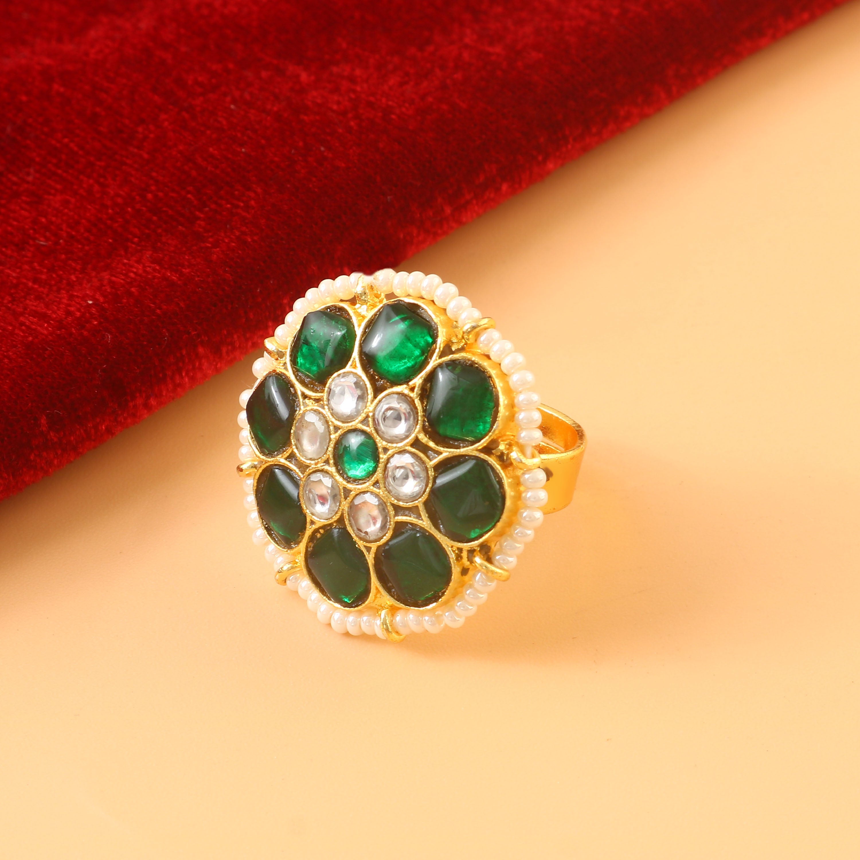 RG-110 - Jadau Kundan Ring with Emerald