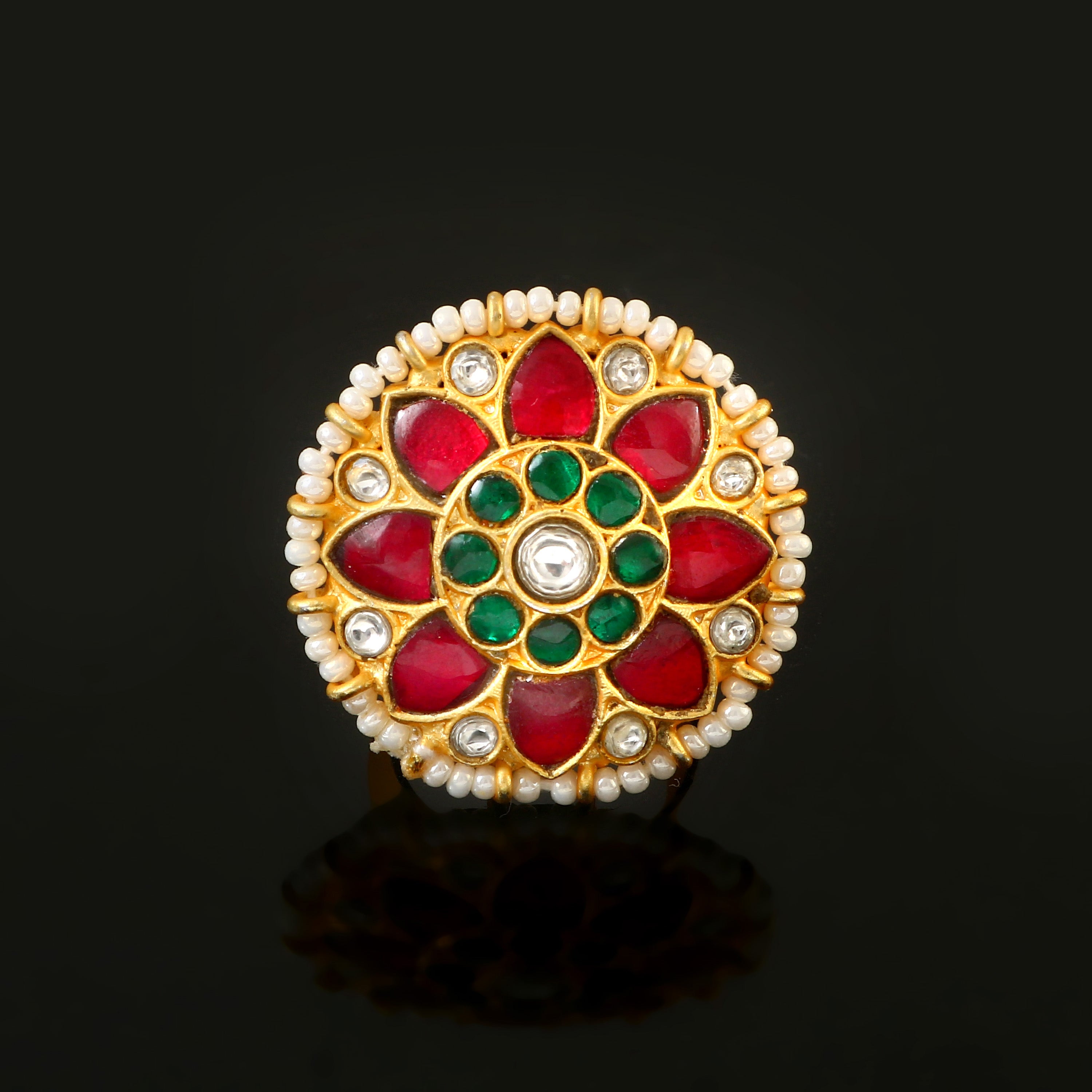 RG-116 - Jadau Kundan Ring with Emerald