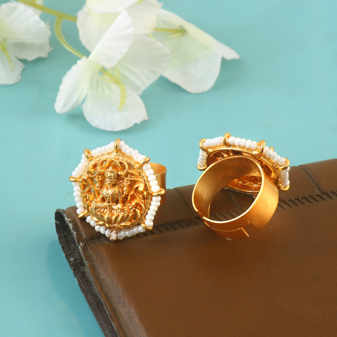Indian Kundan Ring with Spiritual God Design