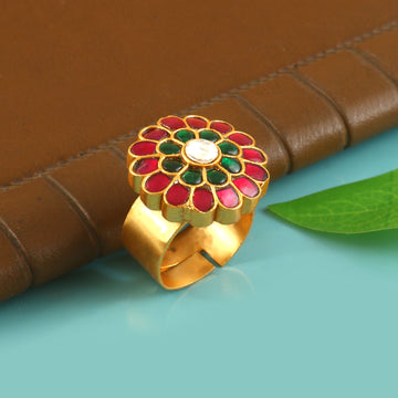 RG-120 - Jadau Kundan Ring with Emerald