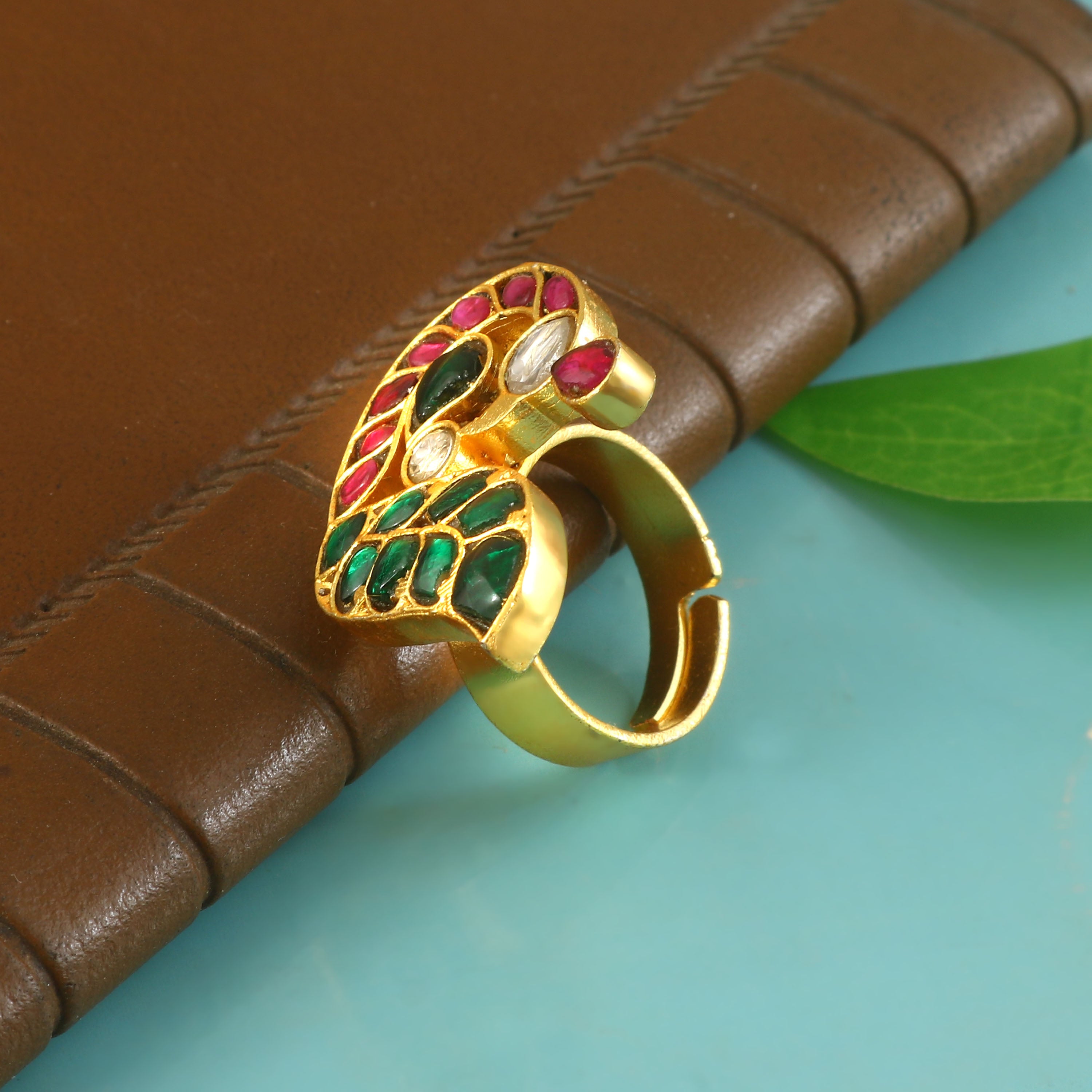 RG-122 - Jadau Kundan Ring with Emerald
